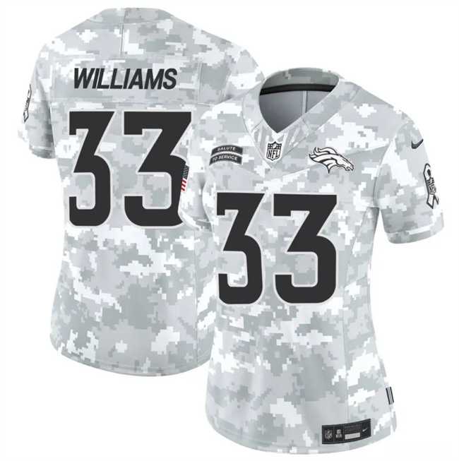 Women%27s Denver Broncos #33 Javonte Williams 2024 F.U.S.E Arctic Camo Salute To Service Limited Stitched Jersey Dzhi->denver broncos->NFL Jersey